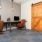 Room with computers and bar door