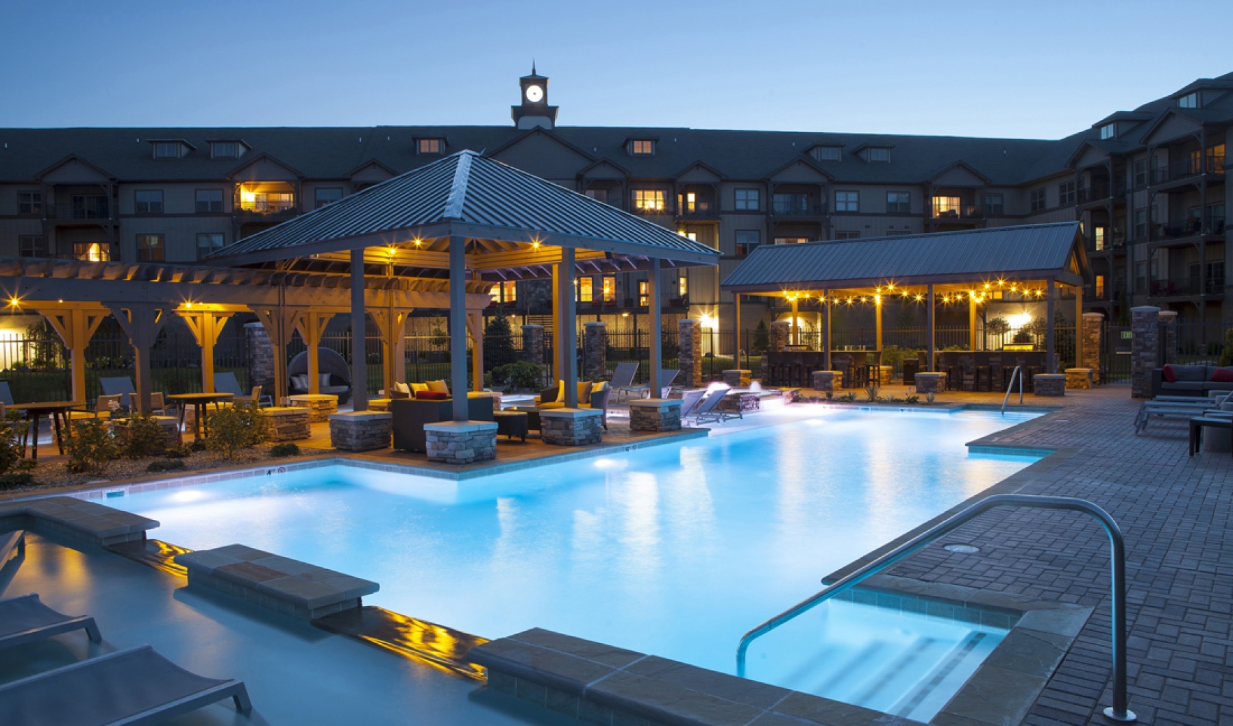 Dive into luxury at The Seasons of Carmel Swimming pool at night